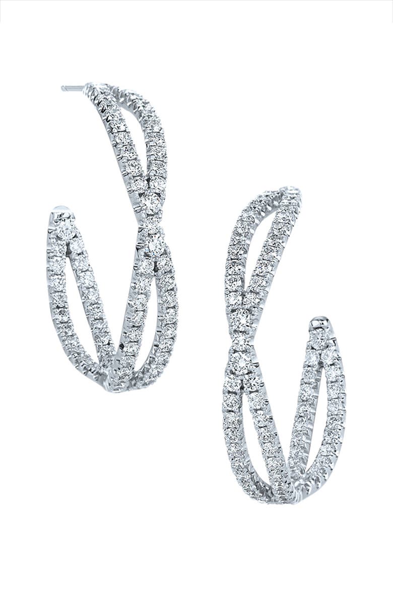 Kwiat 'Fidelity' Diamond Hoop Earrings, Main, color, White Gold