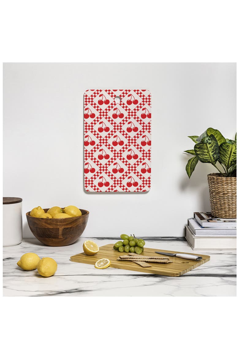 Cherry Checkered Wood Cutting Board, Alternate, color, BEIGE/CHERRY