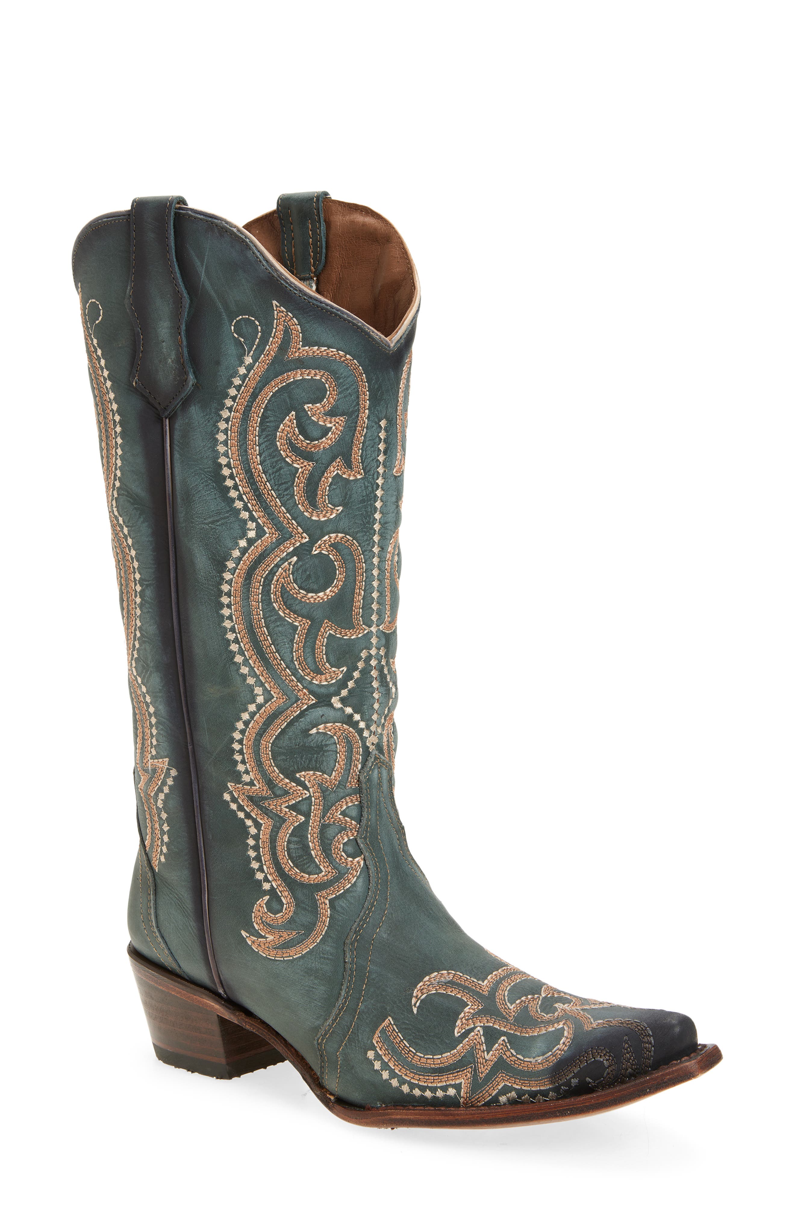 CIRCLE G Knee High Western Boot, Main, color, Blue Jean
