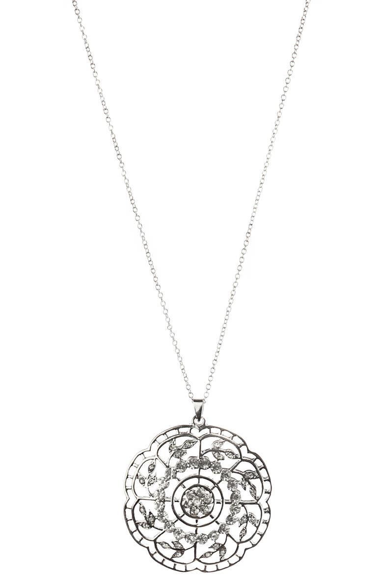 JARDIN Open Daisy Pendant Necklace, Main, color, Clear Silver