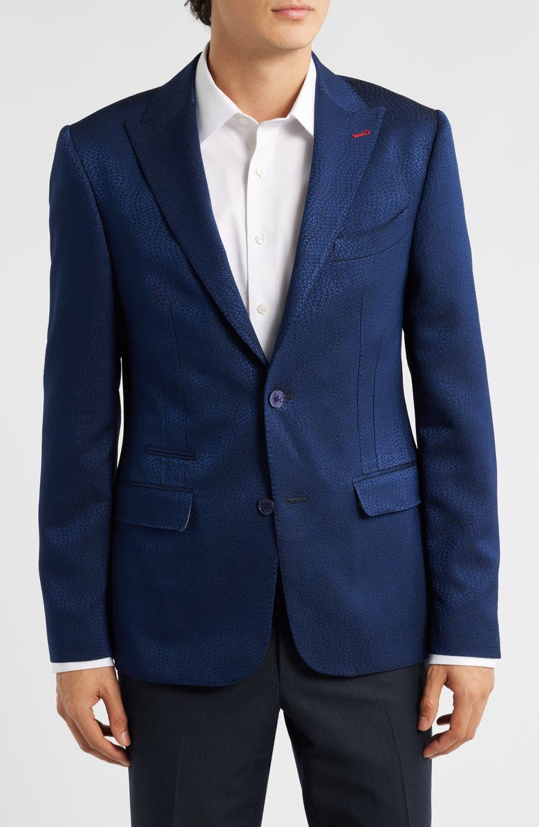 Siragusa Navy Jacquard Blazer, Main, color, Navy