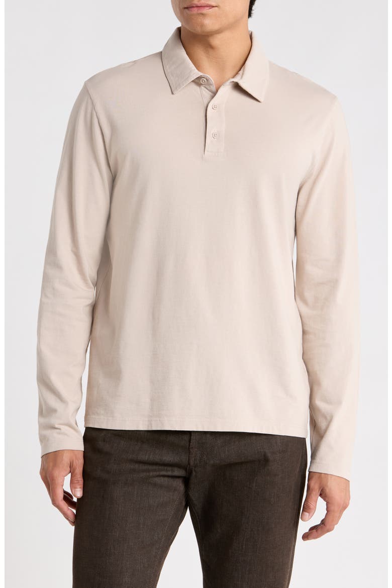Cotton Long Sleeve Polo, Main, color, PUMICE ROCK