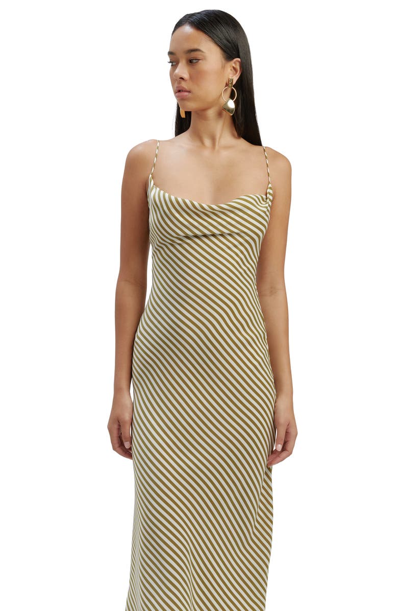 Bardot Olympia Stripe Slipdress, Alternate, color, Green Stripe