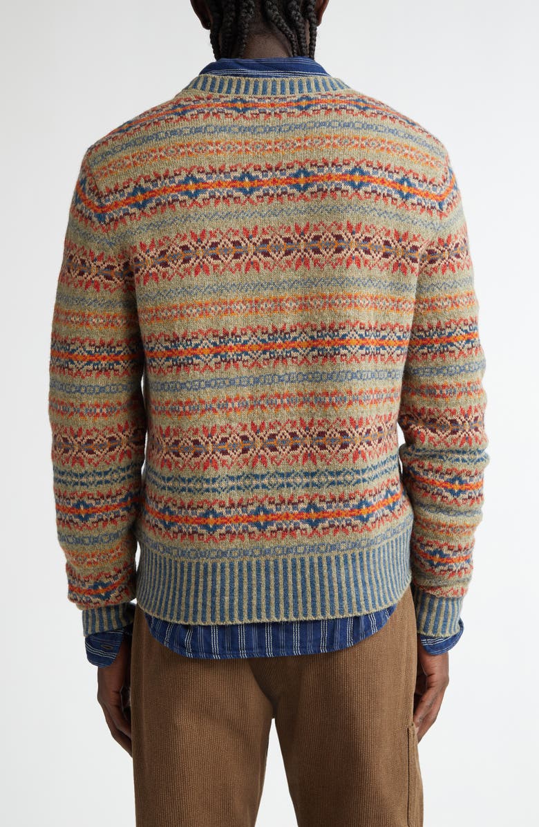 Double RL Hand-Embroidered Fair Isle Wool Blend Sweater, Alternate, color, 