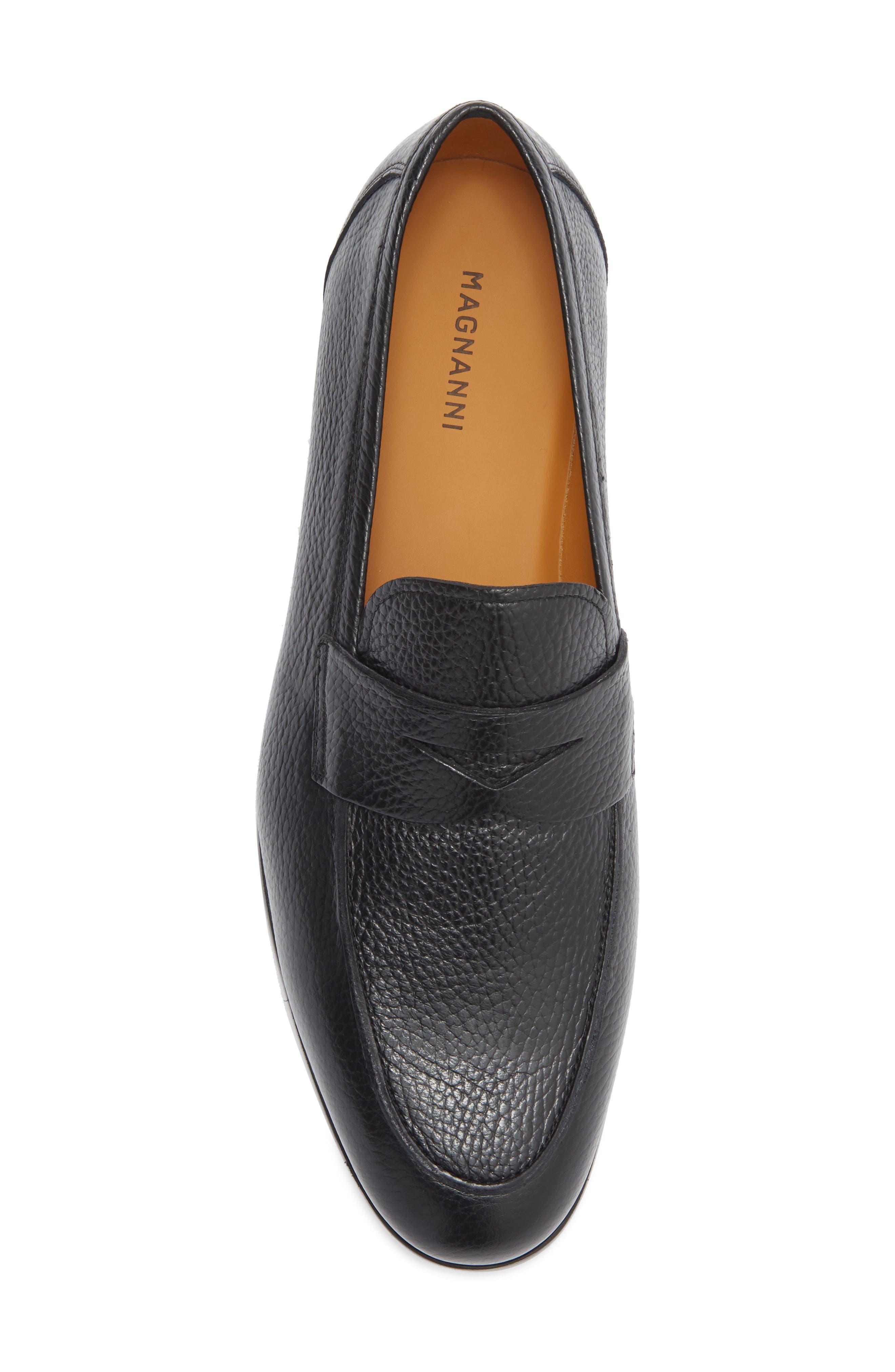Magnanni Tavarez Apron Toe Penny Loafer, Alternate, color, Black Pebble