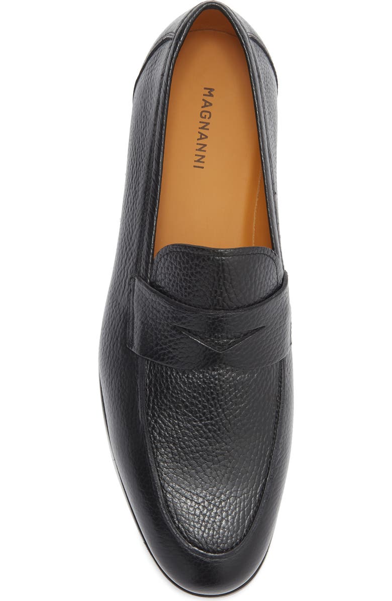 Magnanni Tavarez Apron Toe Penny Loafer, Alternate, color, Black Pebble