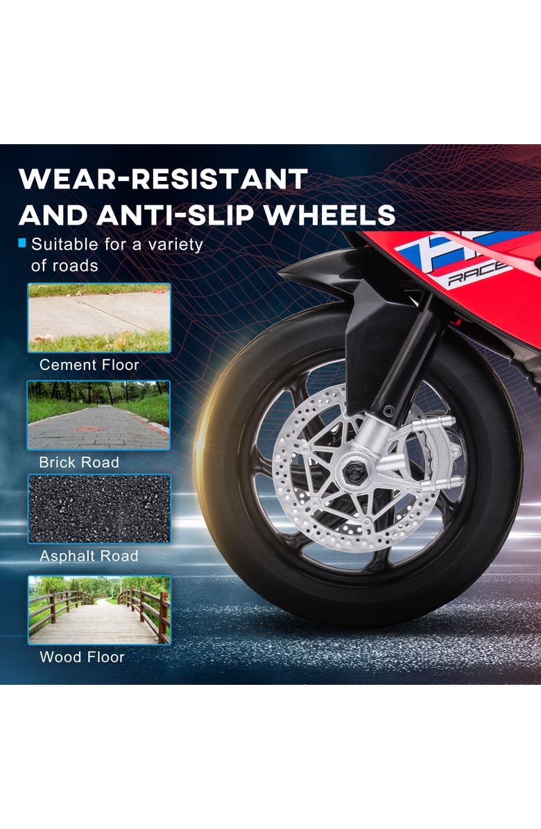 Aosom Licensed BMW HP4 Kids Electric Motorcycle, 3-Wheel, 6V, Music, Alternate, color, Red