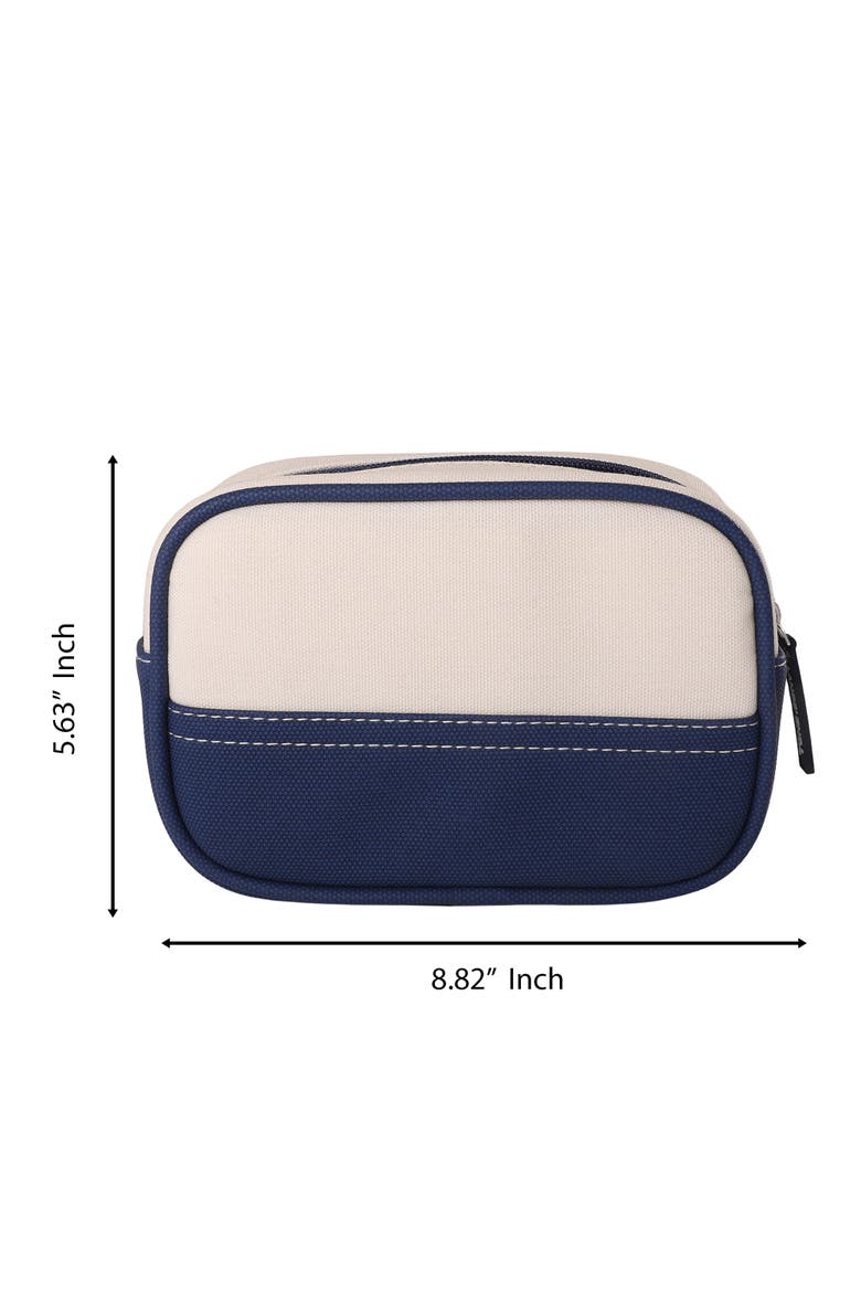 Medium Rectangular Dopp Kit for Travel, Striped Canvas Toiletry Bag with Top Zip, Alternate, color, Navy