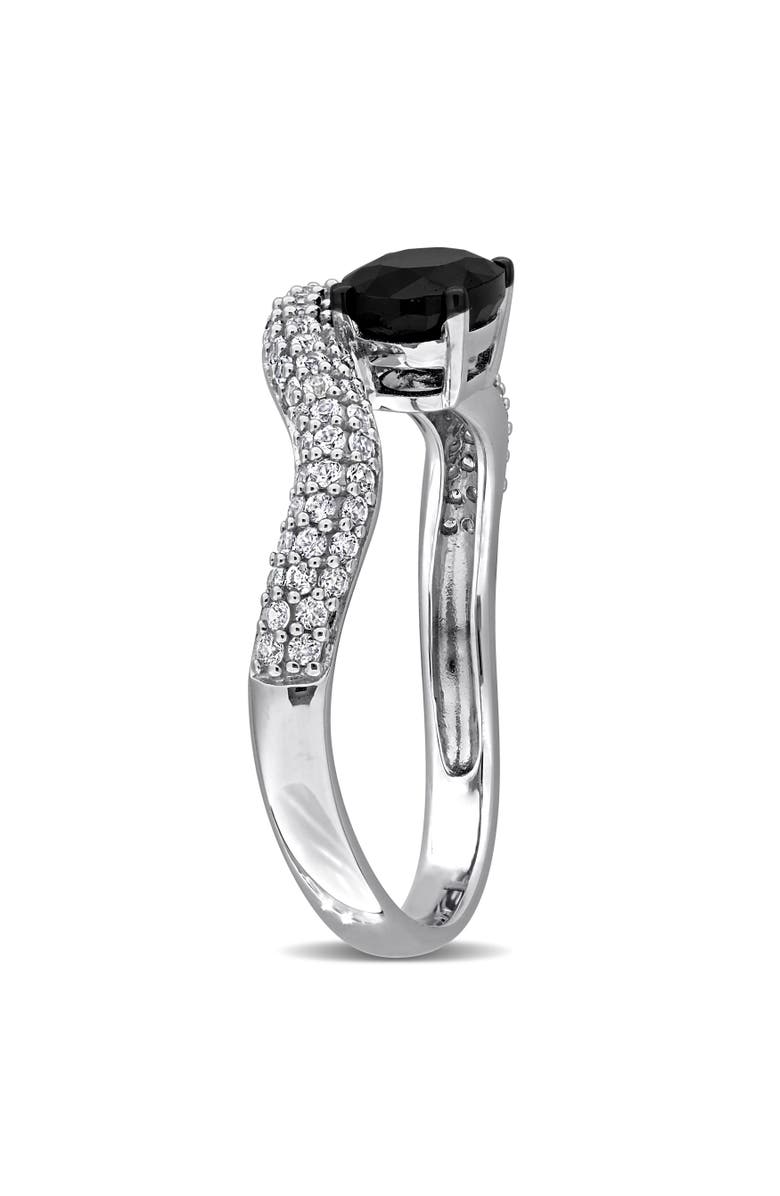 Julianna B. Black & White Sapphire Curved Ring 10k, Alternate, color, Sapphire