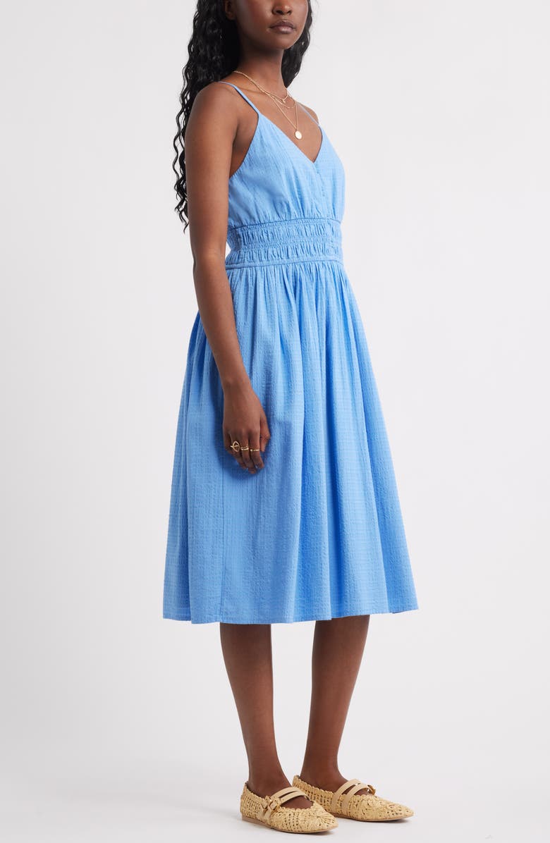 Treasure & Bond Strappy Smocked Gauze Midi Dress, Alternate, color, Blue Provence