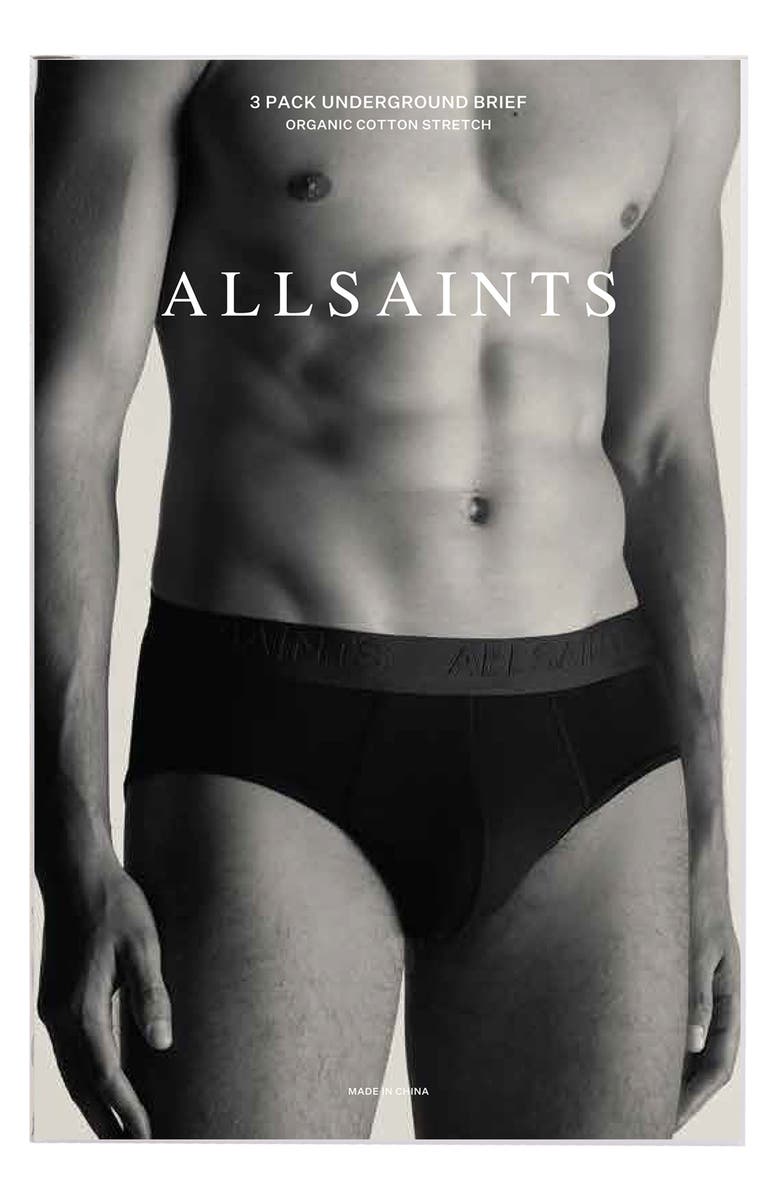 AllSaints 3-Pack Contour Pouch Briefs, Alternate, color, Black