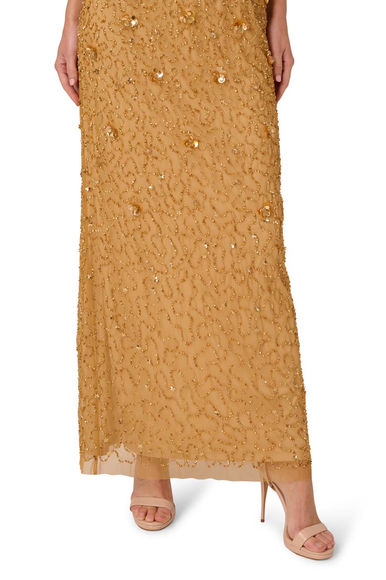 Beaded Sleeveless Column Gown, Alternate, color, GOLDEN RAY