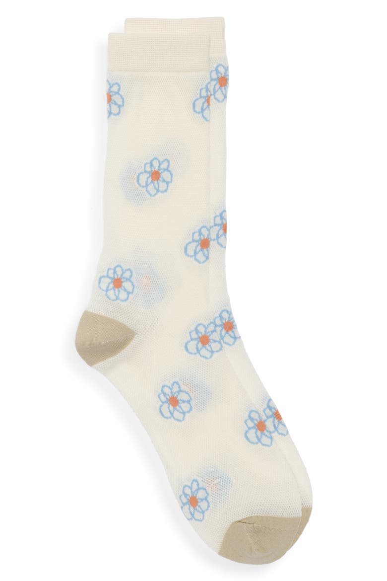Camilla Floral Mesh Crewsocks, Alternate, color, FLORAL