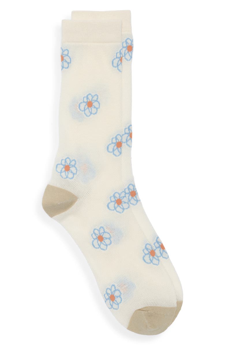Casa Clara Camilla Floral Mesh Crewsocks, Alternate, color, Floral
