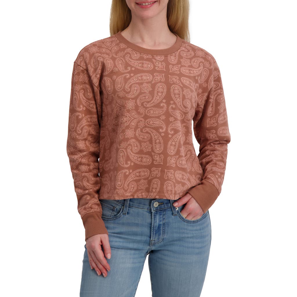 Lucky Brand Paisley Crewneck Long Sleeve Top In Multi