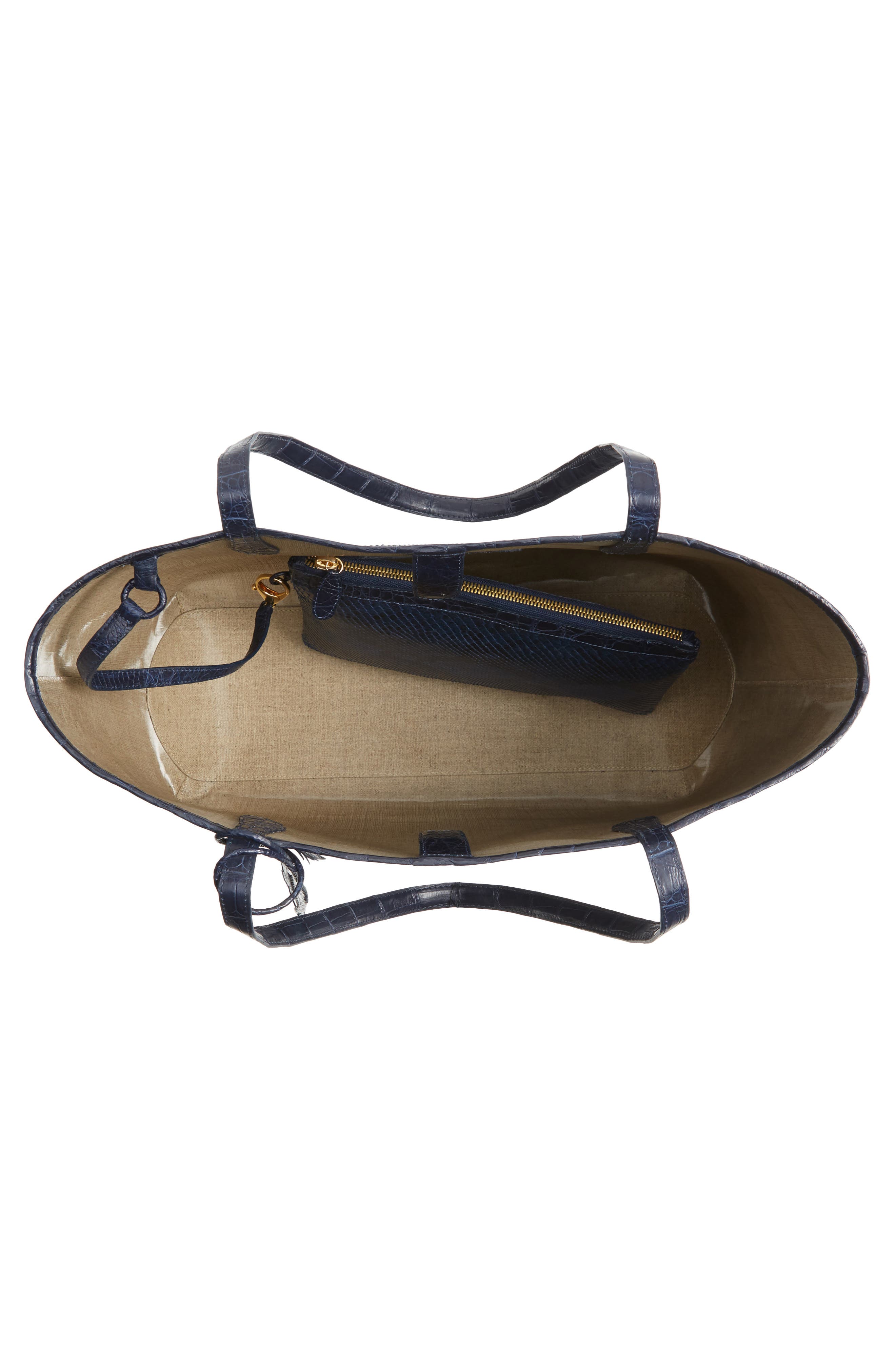 Medium Erica Genuine Python & Crocodile Tote, Alternate, color, NAVY MATTE