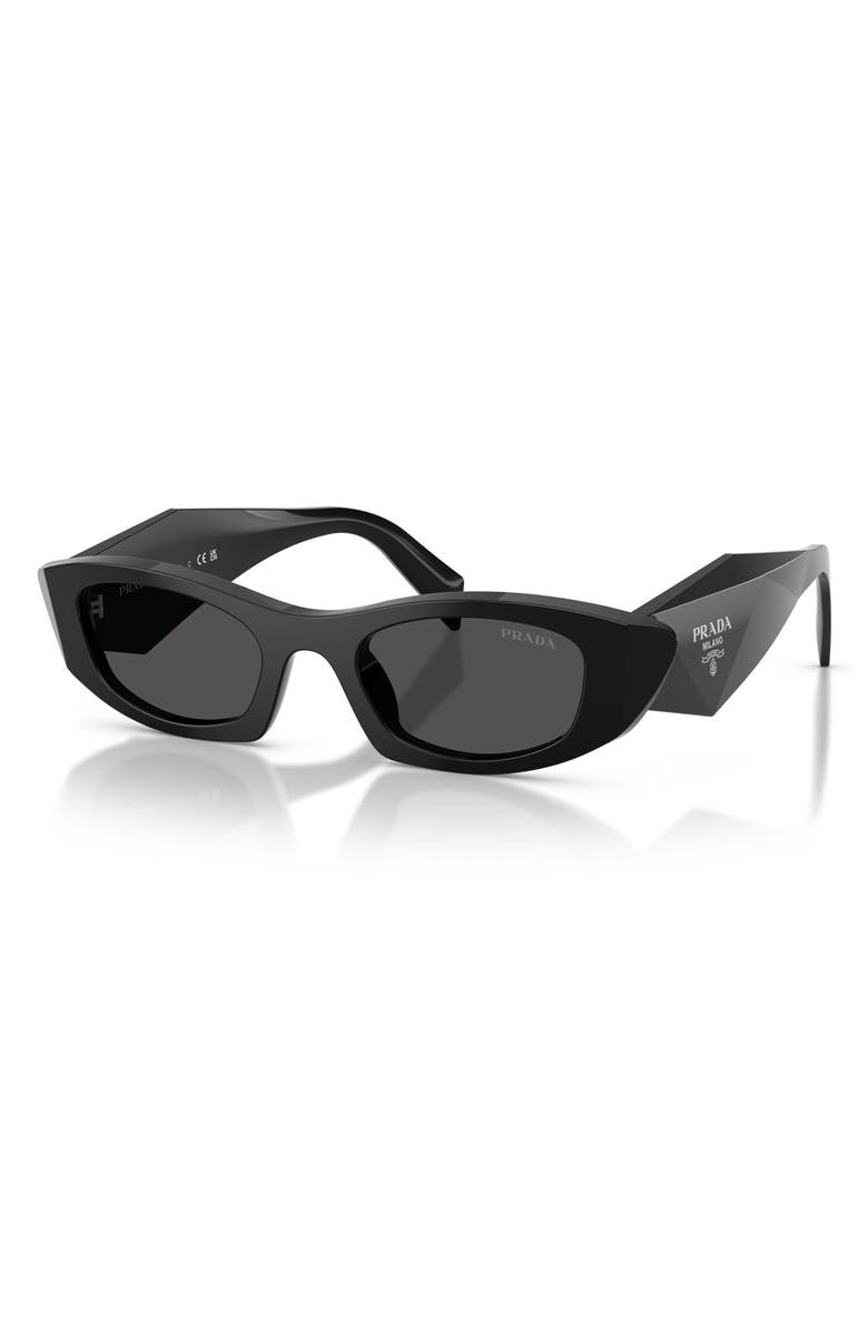 Prada 52mm Oval Sunglasses, Alternate, color, Black / Dark Grey
