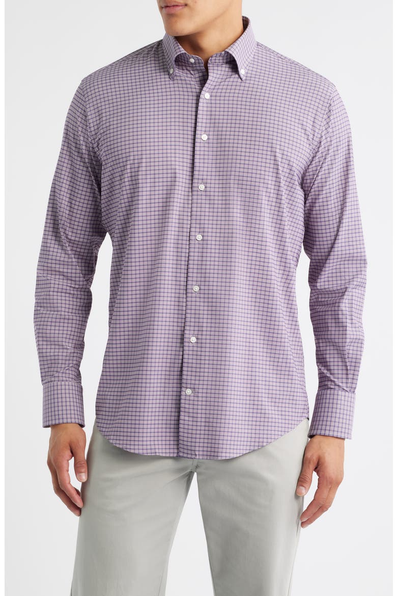 Petaluma Check Performance Twill Button-Down Shirt, Main, color, PARISIAN FIG