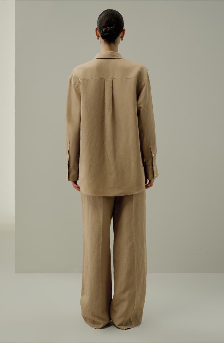 Lilysilk Oversized Silk-Linen Blend Shirt, Alternate, color, Oak