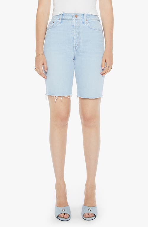 MOTHER MOTHER THE RIDER RAW HEM HIGH WAIST DENIM BERMUDA SHORTS