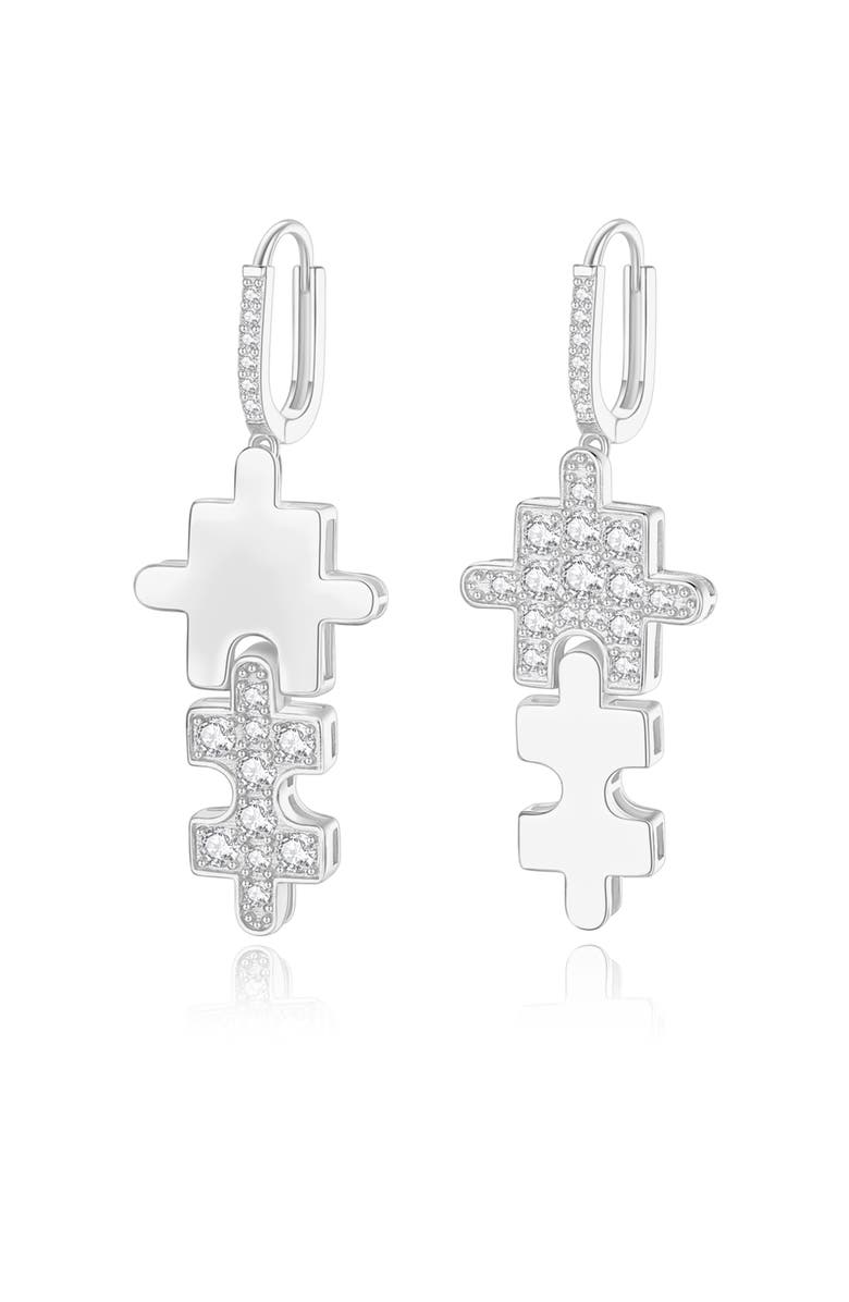 Classicharms Jigsaw Puzzle Drop Earrings, Main, color, Silver