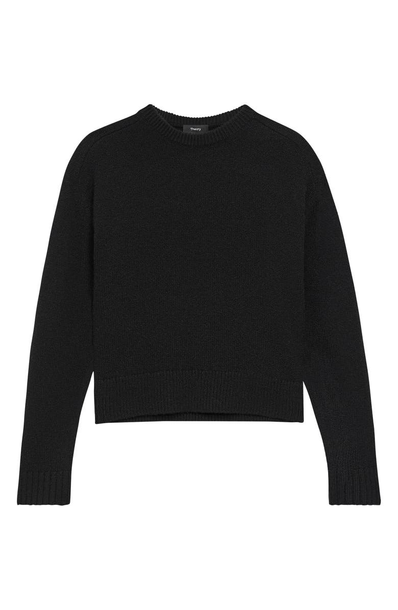 Theory Cashmere Crewneck Crop Sweater, Alternate, color, Black