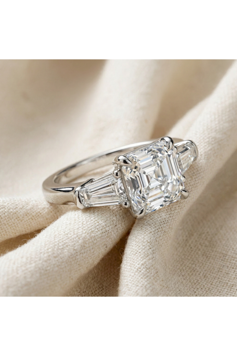 Certified 2 1/2Ct Paulina Asscher Dut Diamond Engagement Ring 14k Gold Lab Grown, Alternate, color, 14k White Gold