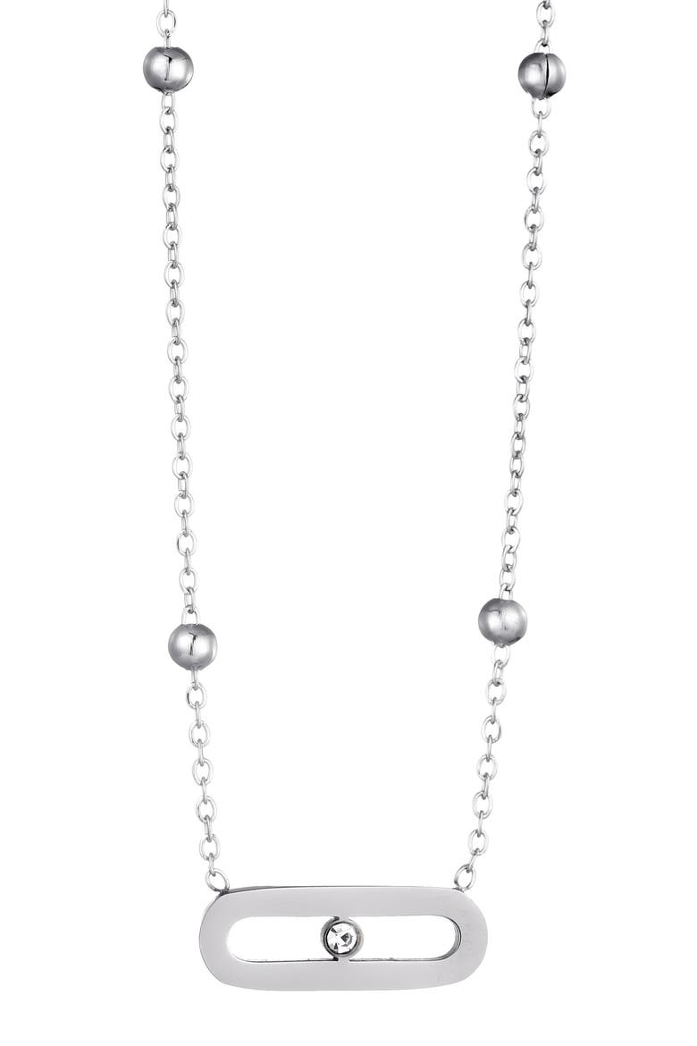 Crystal Station Necklace, Main, color, SILVER