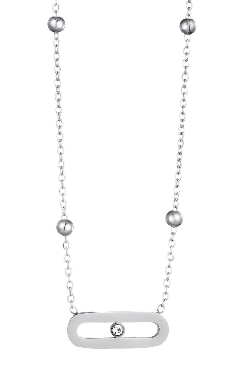 Adornia Crystal Station Necklace, Main, color, Silver