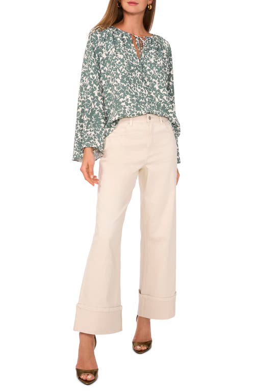 1.state Print Bell Sleeve Top In Dark Forest