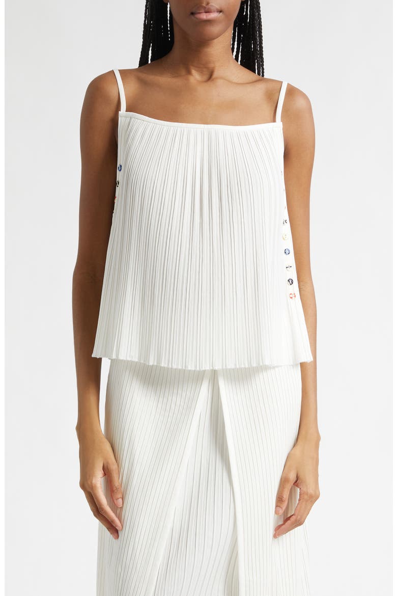 Pleated Side Button Camisole, Main, color, IVORY