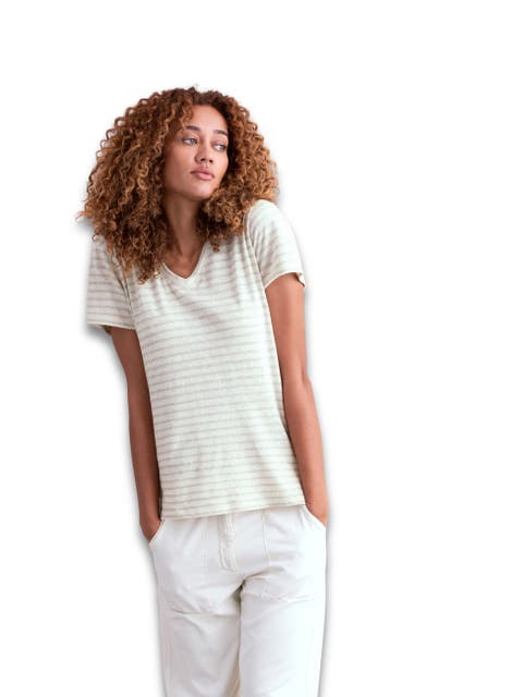 Relaxed V-Neck Linen Blend T-Shirt