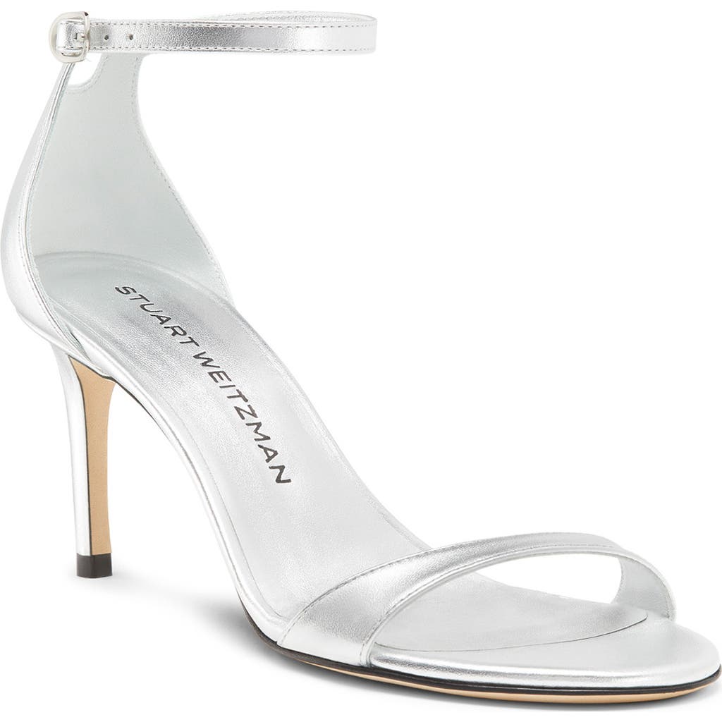 Stuart Weitzman , Nudistsong, Last Chance, White, Patent In Silver