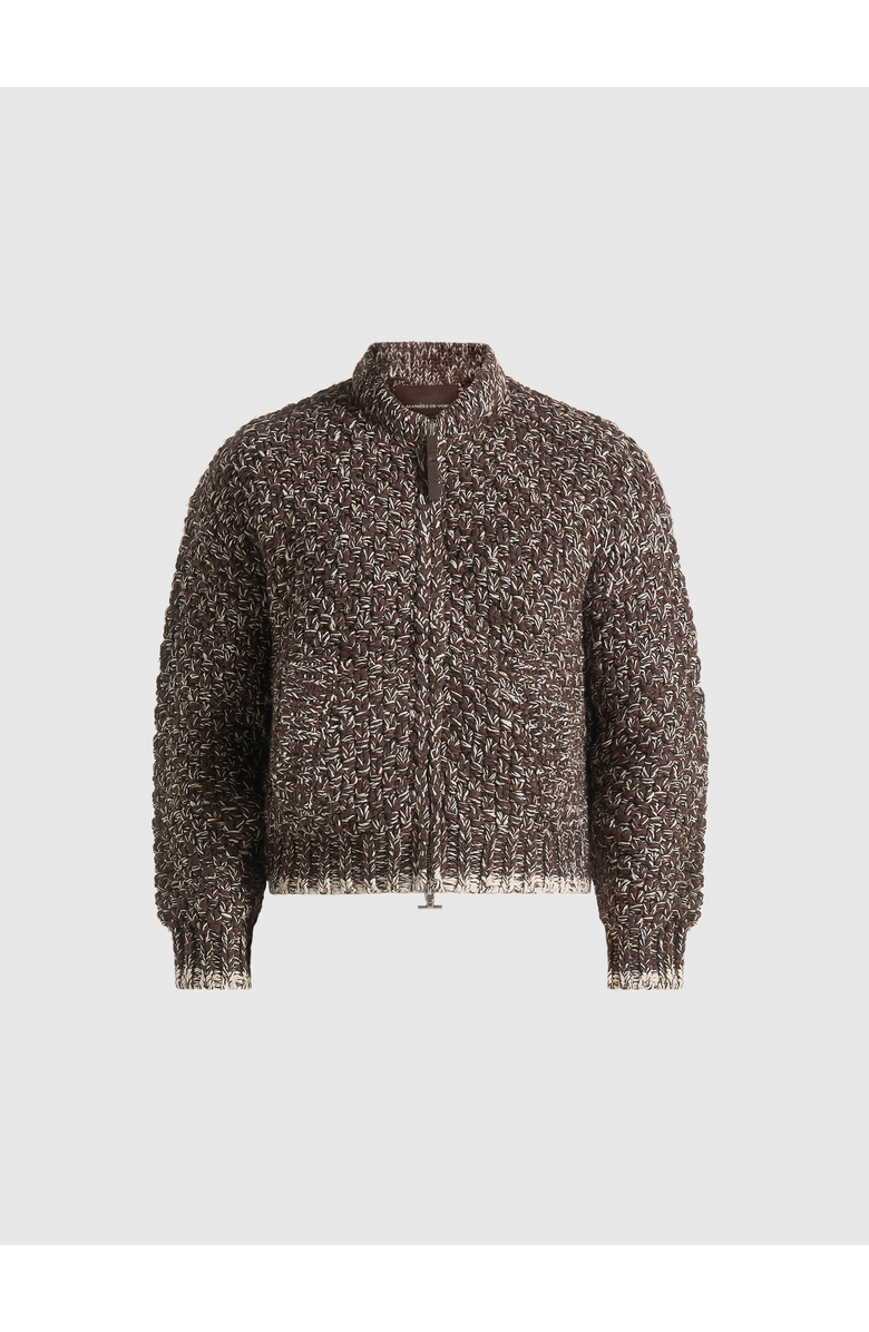 Manière De Voir Darel Speckled Knit Bomber Jacket, Alternate, color, Brown