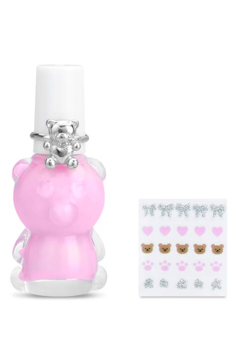 Kids' Beary Cute Nail Polish, Stickers & Ring Set