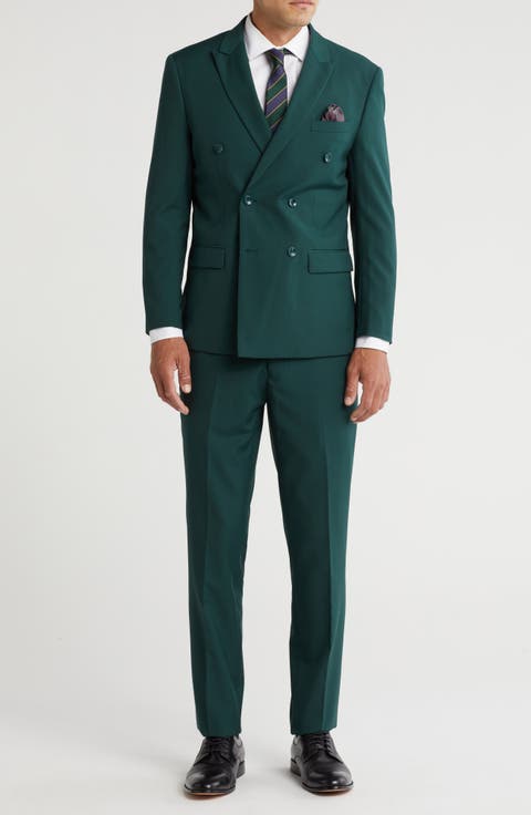 Slim Fit Solid Double Breasted Suit (Regular & Big)