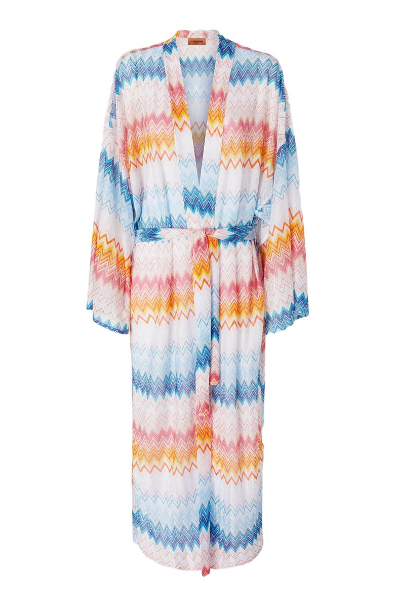 Missoni Cover-up In Zigzag Lamé Viscose Blend With Belt At The Waist, Alternate, color, 