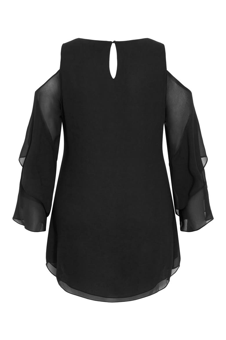 Cold Shoulder High-Low Top, Alternate, color, BLACK