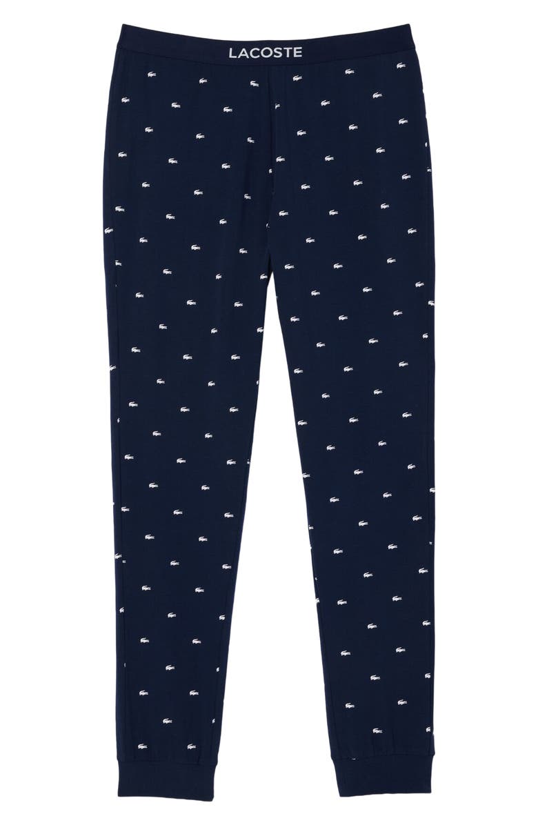 Lacoste Logo Print Cotton Pajama Pants, Main, color, Navy Blue/ White