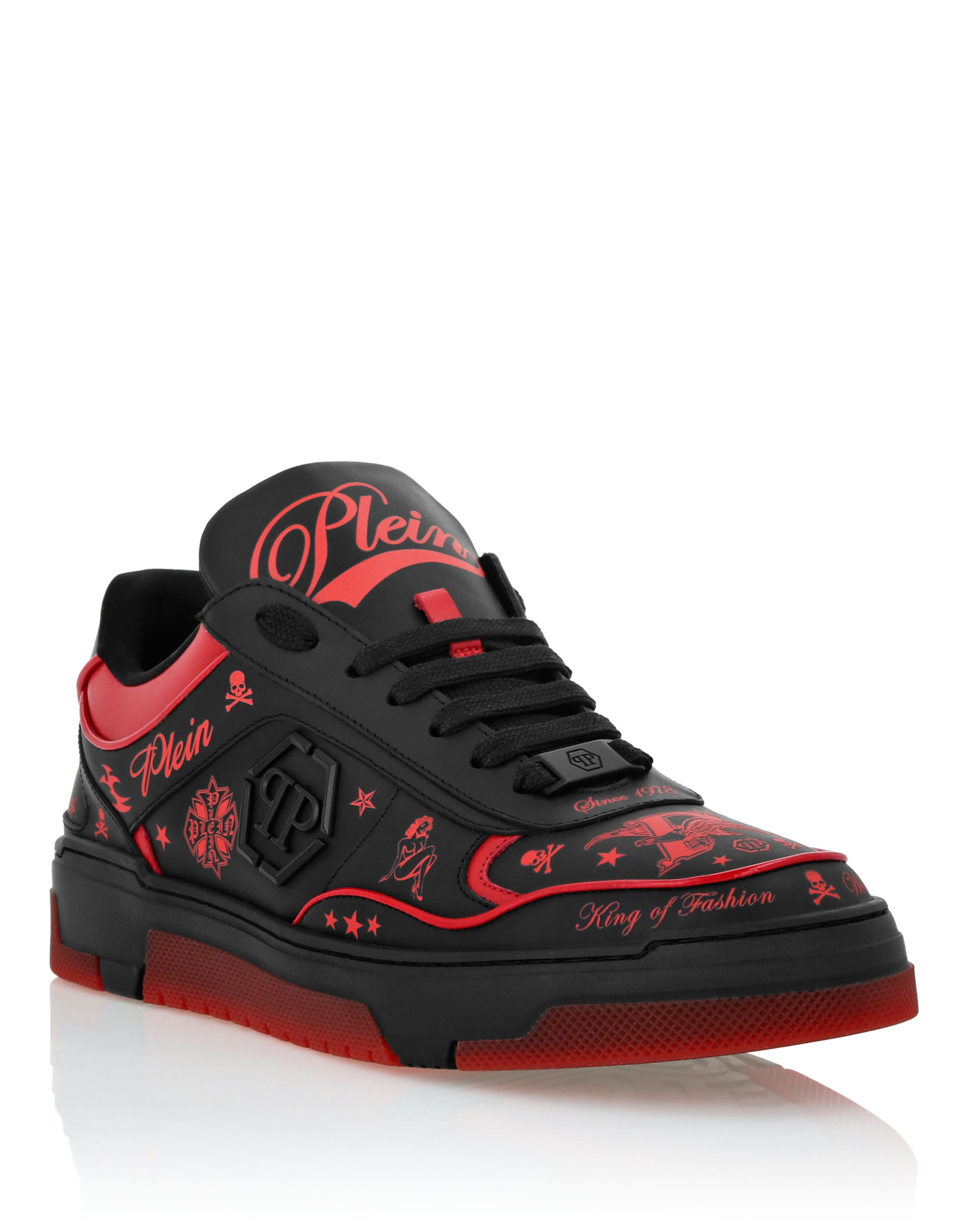 Philipp Plein Nappa Leather Low Top Sneakers All-over Plein Unisex In Multi