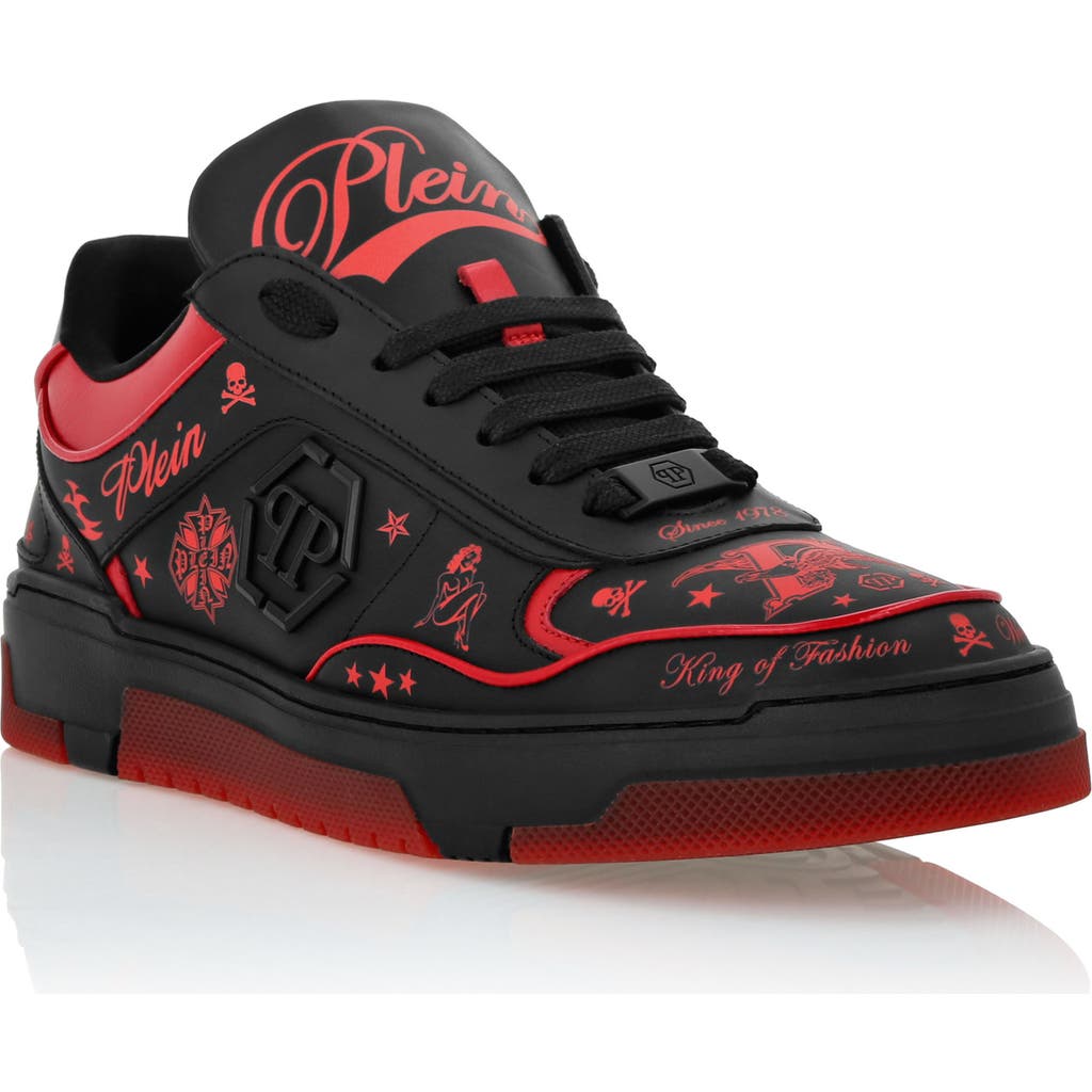 Philipp Plein Nappa Leather Low Top Sneakers All-over Plein Unisex In Multi