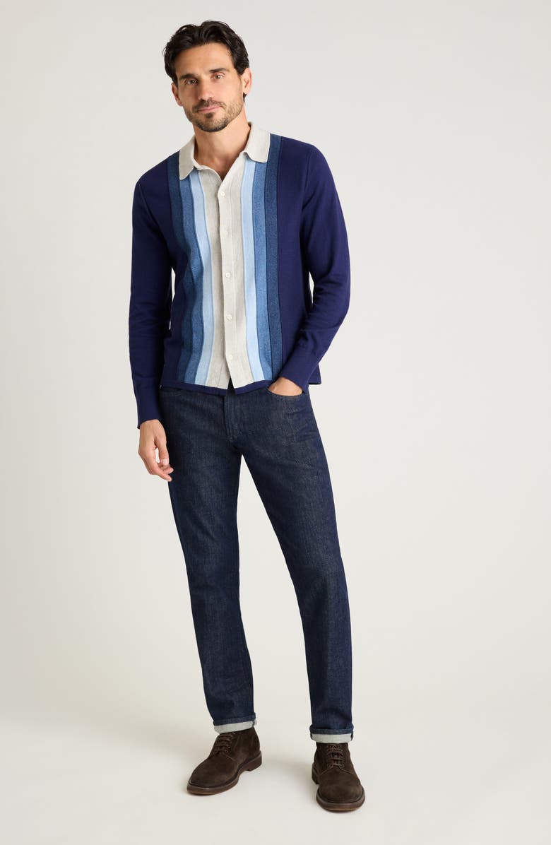 Bonobos Hudson Stripe Cotton & Cashmere Collared Cardigan, Alternate, color, Navy-Grey Ombre
