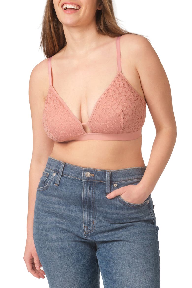 The Floral Lace Busty Bralette, Main, color, SHELL PINK
