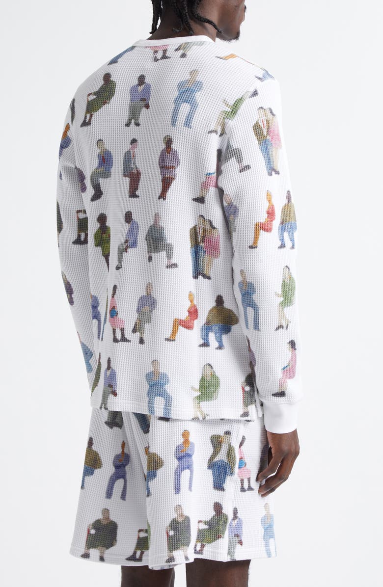 JW Anderson People Print Waffle Knit Cotton Henley Top, Alternate, color,