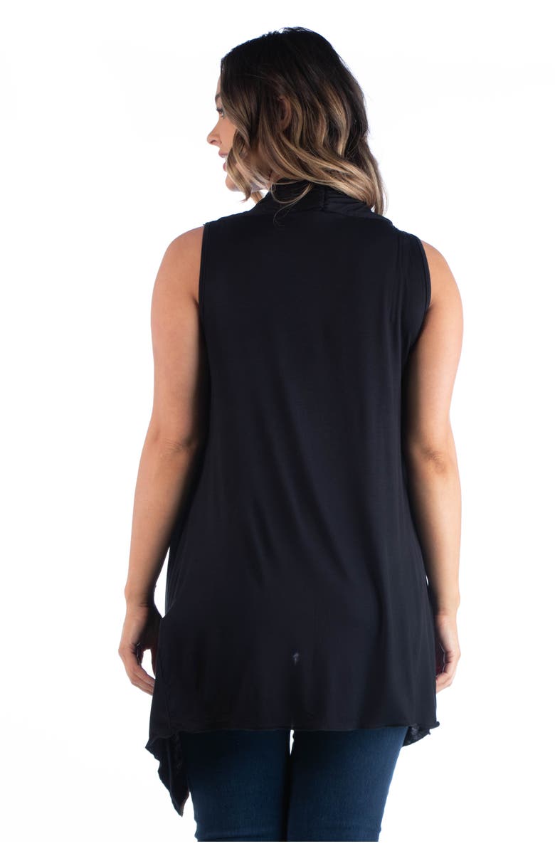 24seven Comfort Apparel Plus Size Asymmetric Open Front Cardigan, Alternate, color, Black