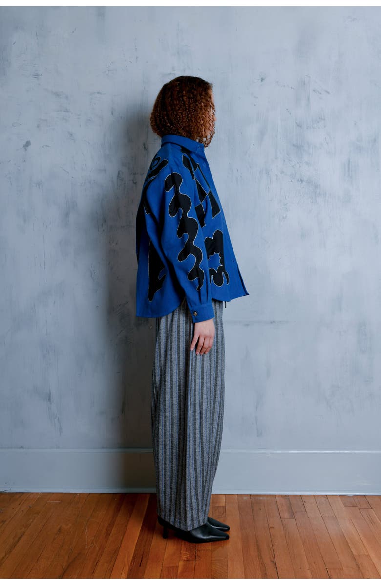 Untitled in Motion Zinia Abstract Applique Button Up Shirt, Alternate, color, Orgone Applique