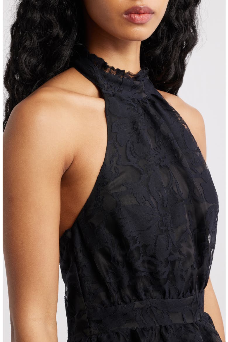 Dania Floral Jacquard Halter Minidress, Alternate, color, BLACK