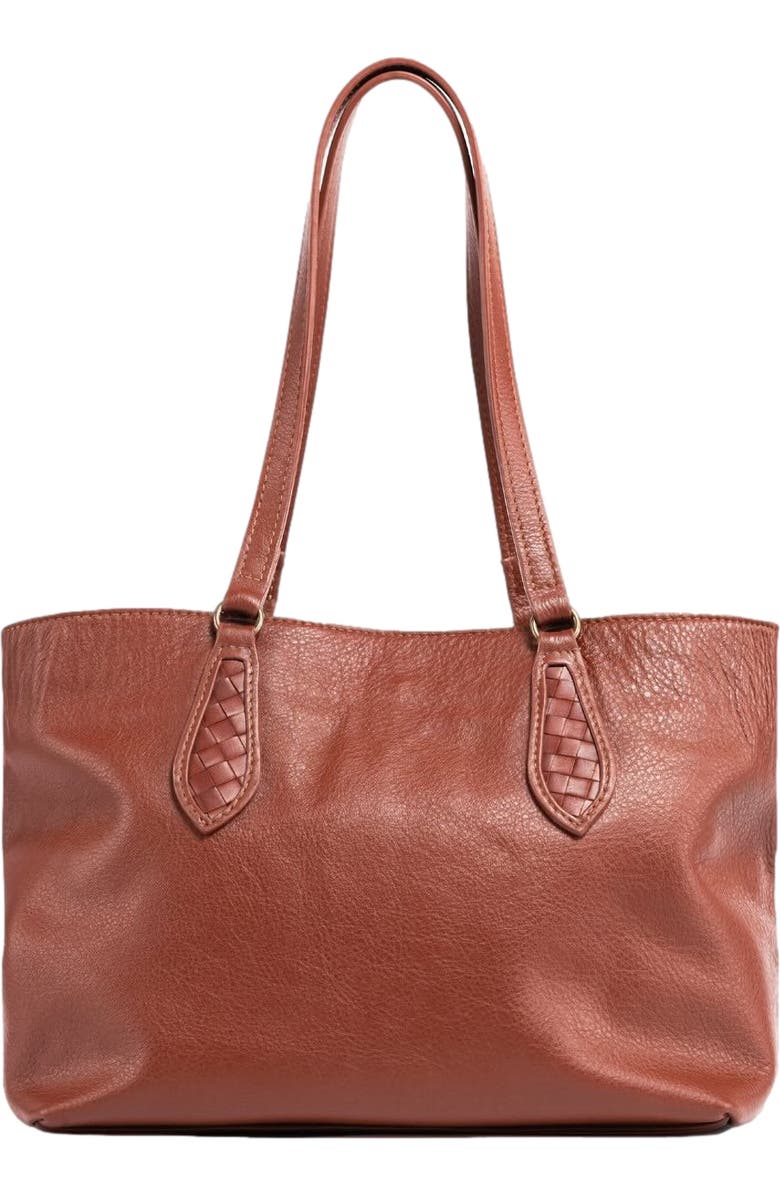 Deux Mains Mid Tote, Main, color, Mahogany