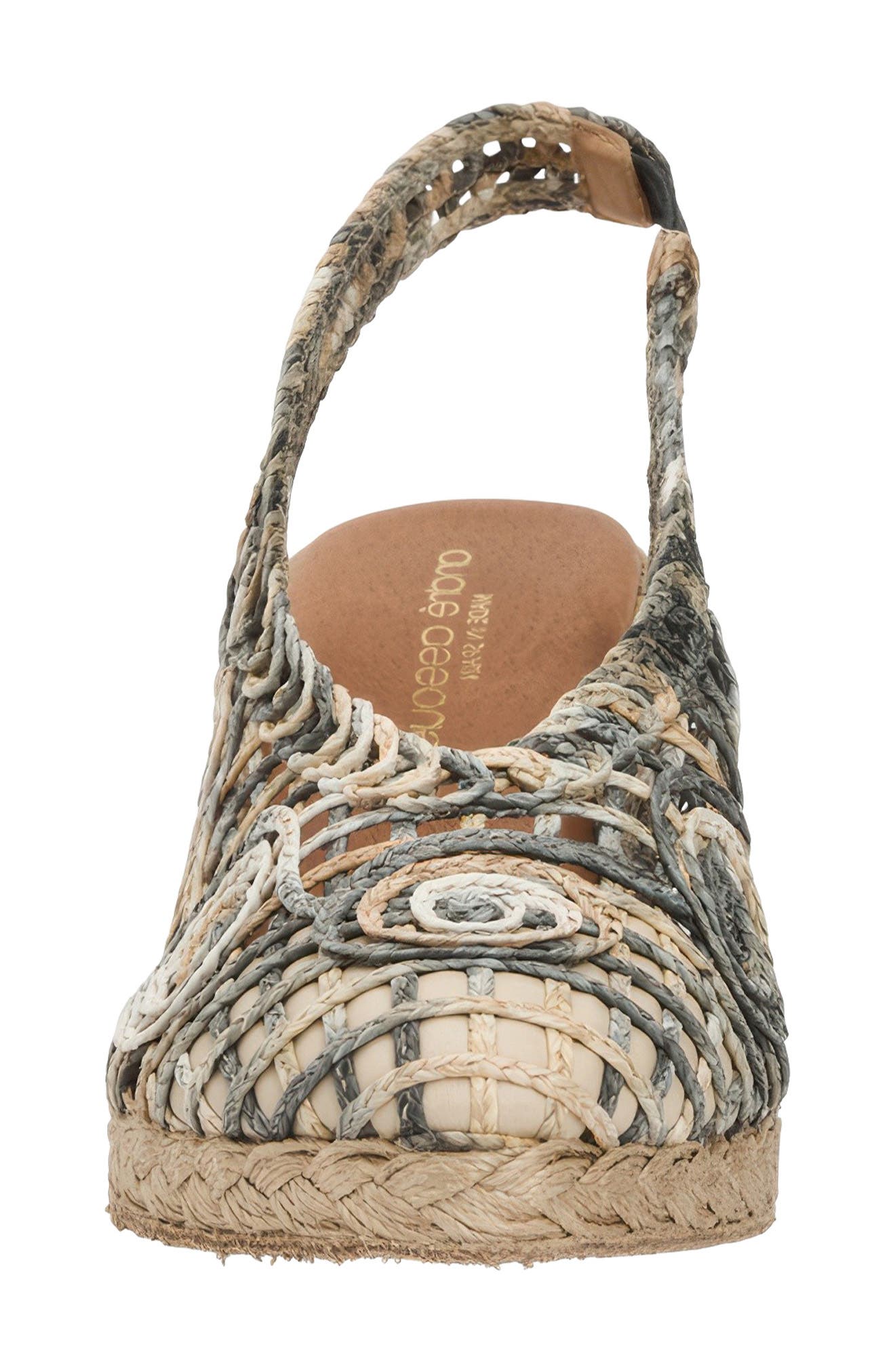 Pamala Slingback Wedge Pump, Alternate, color, BLACK/ NATURAL RAFFIA