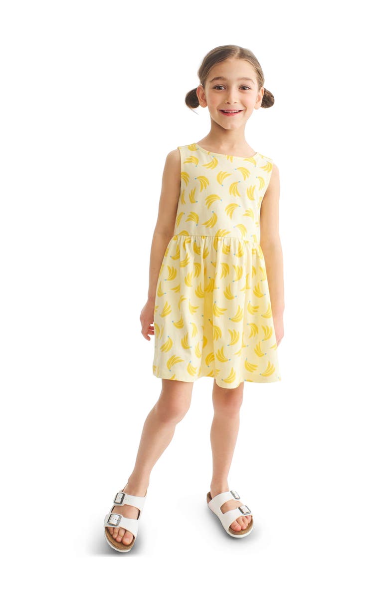 Primary Kids Recess Dress In Seasonal Prints, Alternate, color, Light Banana Bananas